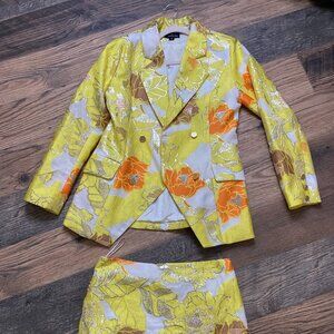 AUGUSTINE Two-Piece Women’s Set – Yellow Blazer (S) & Skirt (M)